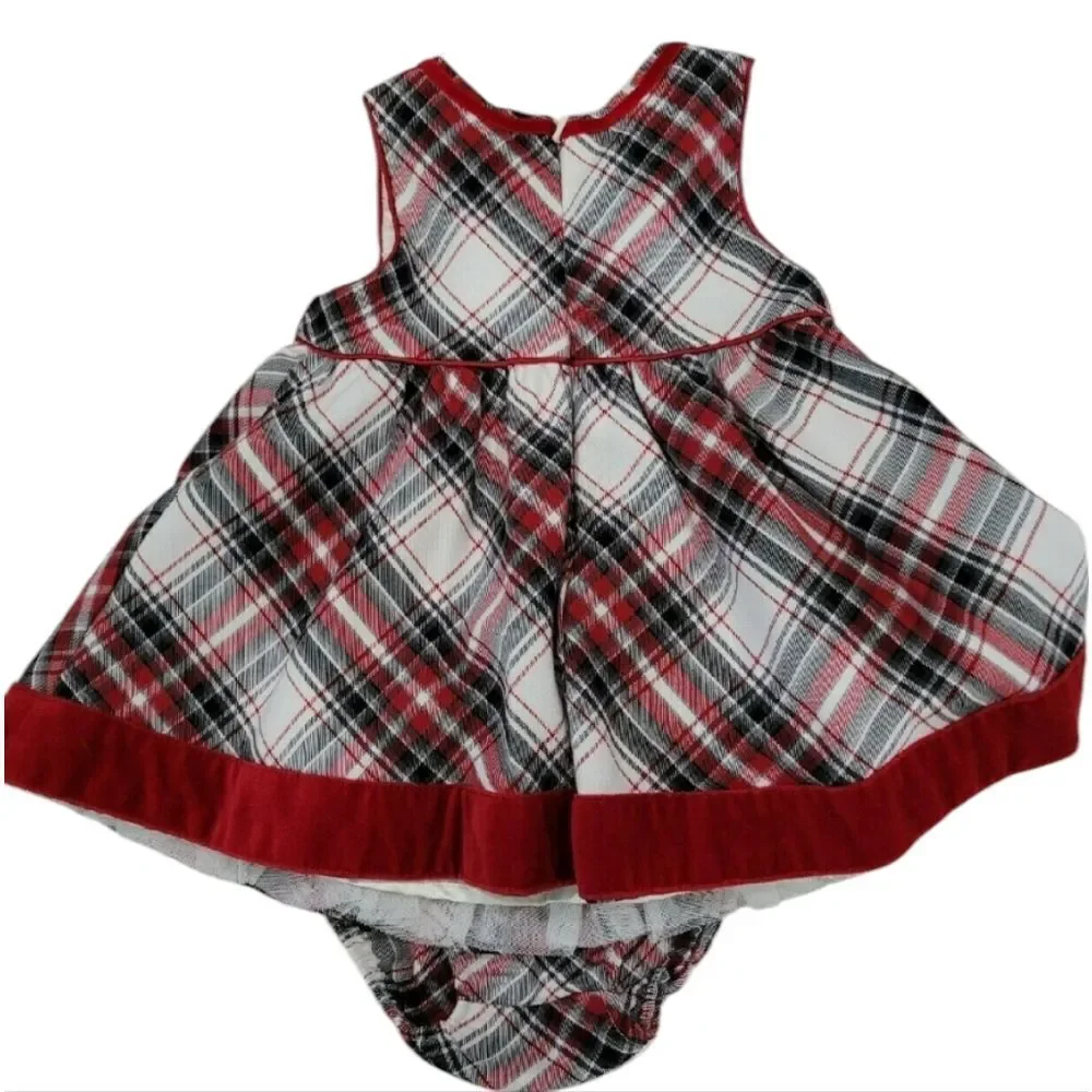 Plaid holiday dress matching bloomers